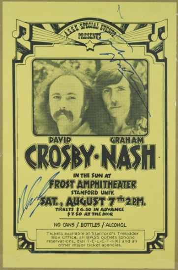 David Crosby Graham Nash Signed Poster 1982