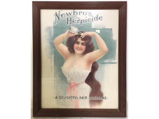 Framed Newbro's Herpicide Advertisement