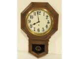 Gilbert Clock Co. Oak Regulator Wall Clock