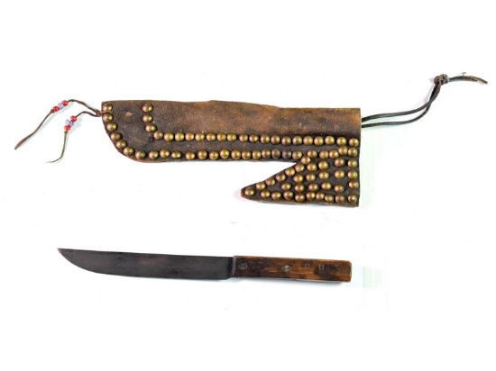 Native American Knife in Leather Scabbard