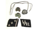 WWII German SS Collar Tabs and Death Head Insignia