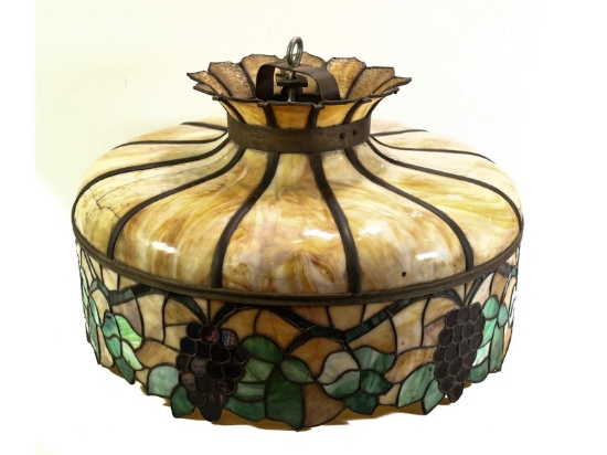 Vintage Slag Leaded Glass Lampshade