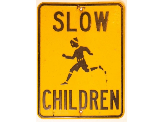 1940s "Slow Children" Caution Street Sign