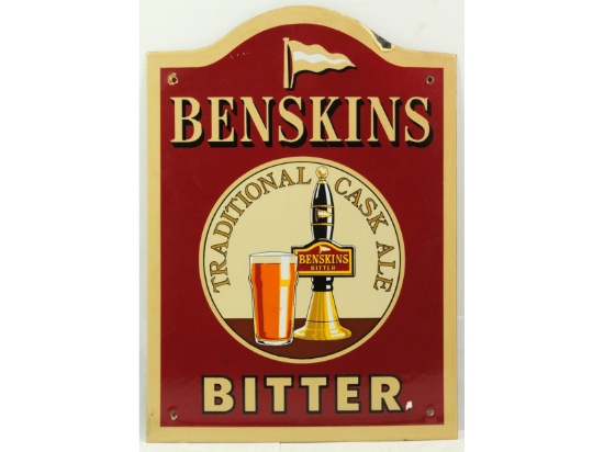Vintage Benskins Bitter Ale Porcelain Sign
