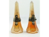 Pair of Carnival Glass Automobile Bud Vases