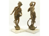 Pair of Art Nouveau Statues Night and Day