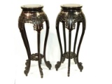 Pair of Oriental Design Rosewood Pedestals