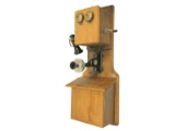 Antique American Wood Crank Telephone