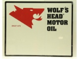 Wolf's Head Motor Oil Embossed Tin Sign