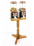 Twin Matching Gumball Machines on Stand