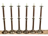 Set of Six Large 1920s Iron and Steel Candlesticks