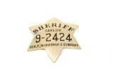 Obsolete Sheriff 9-2424 McKiernan & Co. Badge