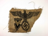Portion of WWII Nazi Burlap Bag & 3 Insignias
