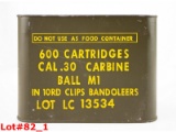 Sealed Tin of 600 .30 M1 Carbine Ammo