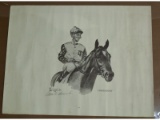 Signed Print of Jockey on Racehorse