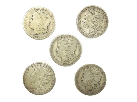 5 Morgan Silver Dollars