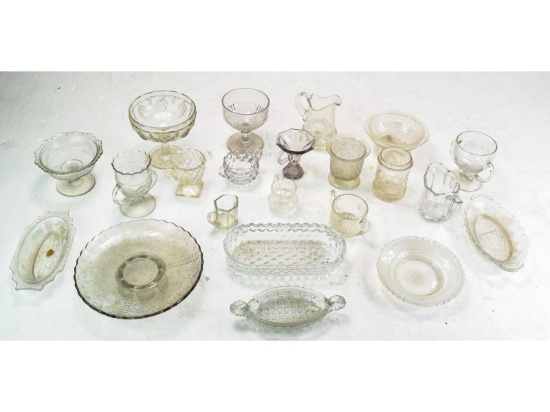 Lot of Pressed/Cut Glass Items 22 Pieces