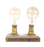 2 Antique Robertson Light Bulbs w/ Sockets & Board