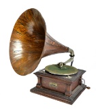 Victor V Horn Phonograph w/Wood Horn