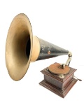 Victor IV Phonograph w/ Brass Bell Horn
