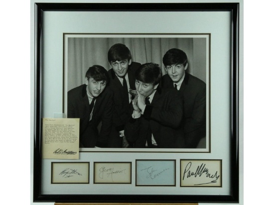 Beatles Framed Photo With Matted Signatures