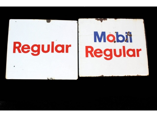 2 Porcelain Gas Pump Signs