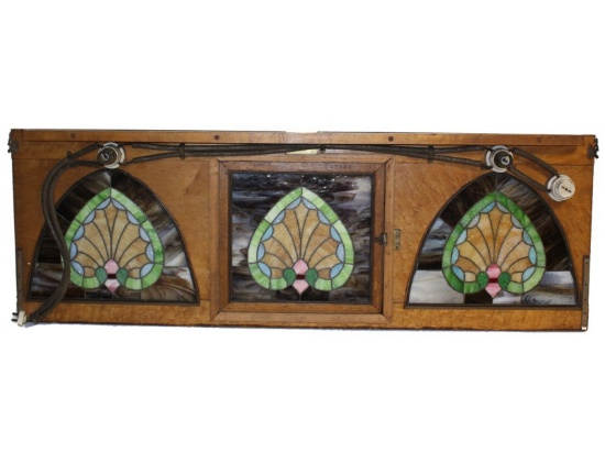 Antique Peerless Elite Nickelodean Art Glass Panel
