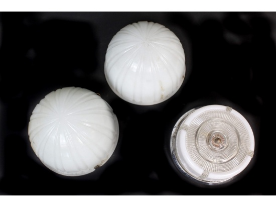 3 White Glass Light Fixtures