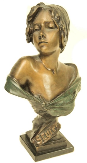 "Seule!" Art Nouveau Bust by Emmanuel Villanis