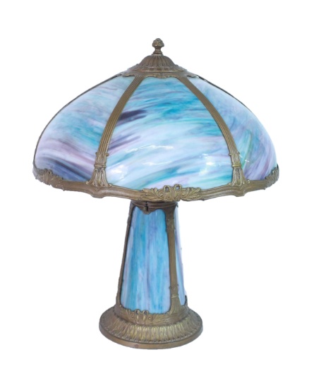 Vintage Slag Glass Panel Table Lamp