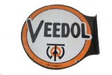 Vintage Veedol Porcelain DS Flange Sign