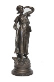 Spelter Statue of a Female Field Worker