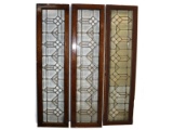 3 Vintage Framed Leaded Glass Windows