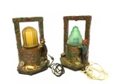 Pair Industrial Art Wishing Well Lamps