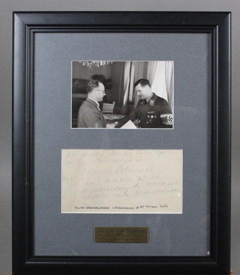 WWII Nazi Baldur von Schirach Handwritten Note