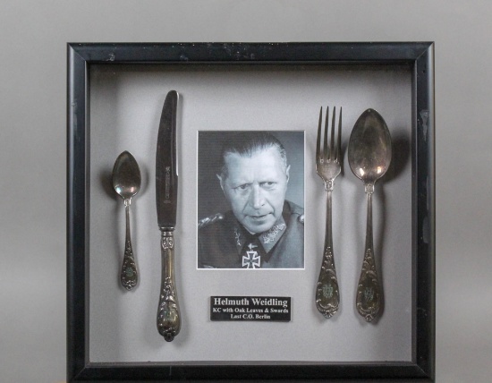 WWII Nazi General Hellmuth Weilding Silverware