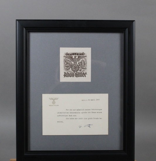 WWII Nazi Hitler Signed Birthday Greeting Card