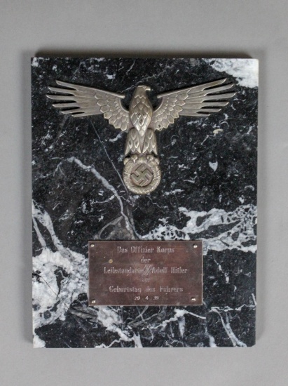 WWII Nazi SS Leibstandarte Hitlers Birthday Plaque