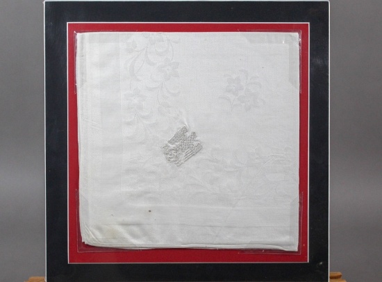 WWII Nazi Framed Adolf Hitler Floral Linen Napkin