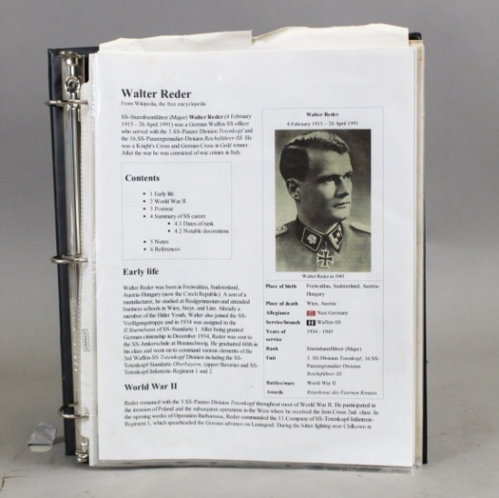 SS Major Walter Reder Correspondence