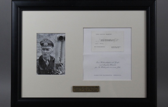 General Hasso Von. Mantuffel Signed Calling Card
