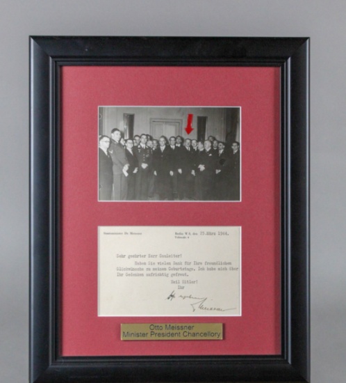WWII Nazi Otto Meissner Signed Letter and Photo