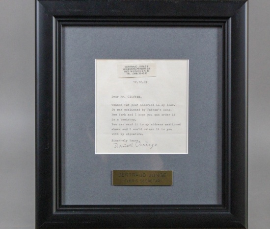 WWII Nazi Gertrude “Traudl” Junge Signed Letter