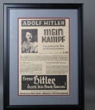 WWII Nazi Framed Advertisement of Mein Kampf
