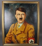 WWII Nazi Postwar Framed Painting of Adolf Hitler