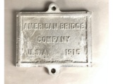 American Bridge Company USA 1915 Builders Plate