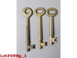 Railroad Brass Coach Keys (3)