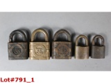 Railroad Brass Padlocks NO Keys(5)