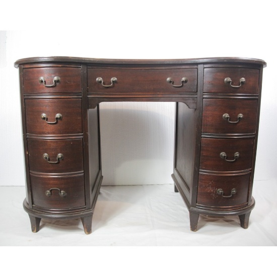 1930's Kidney Bean-Shaped Mahogany Desk