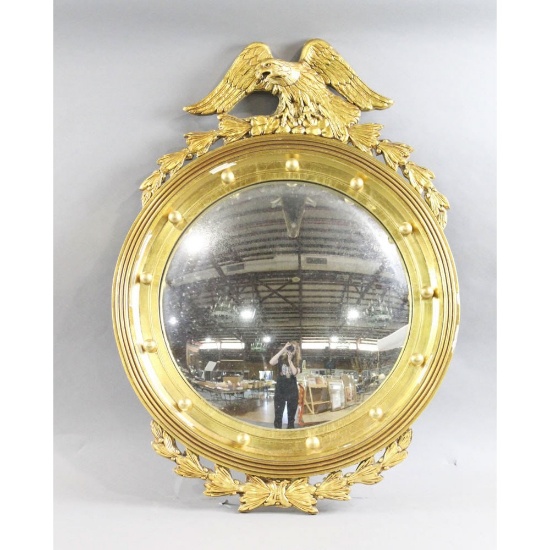 Antique Convex Porthole Federal Eagle Mirror